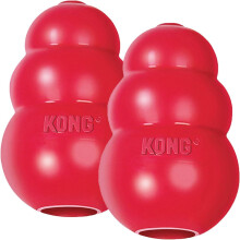 Kong Classic Dog Toy - Fetch & Chew Toy for Dogs - Stuffable Treat-Filling - Durable Natural Rubber Material - for Small Dogs (2 Pack)