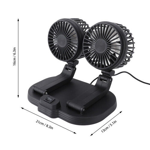 Auto-Doppelkopf USB-Luftzirkulationsventilator Schwarz 10 W 1
