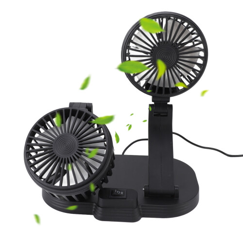 Auto-Doppelkopf USB-Luftzirkulationsventilator Schwarz 10 W