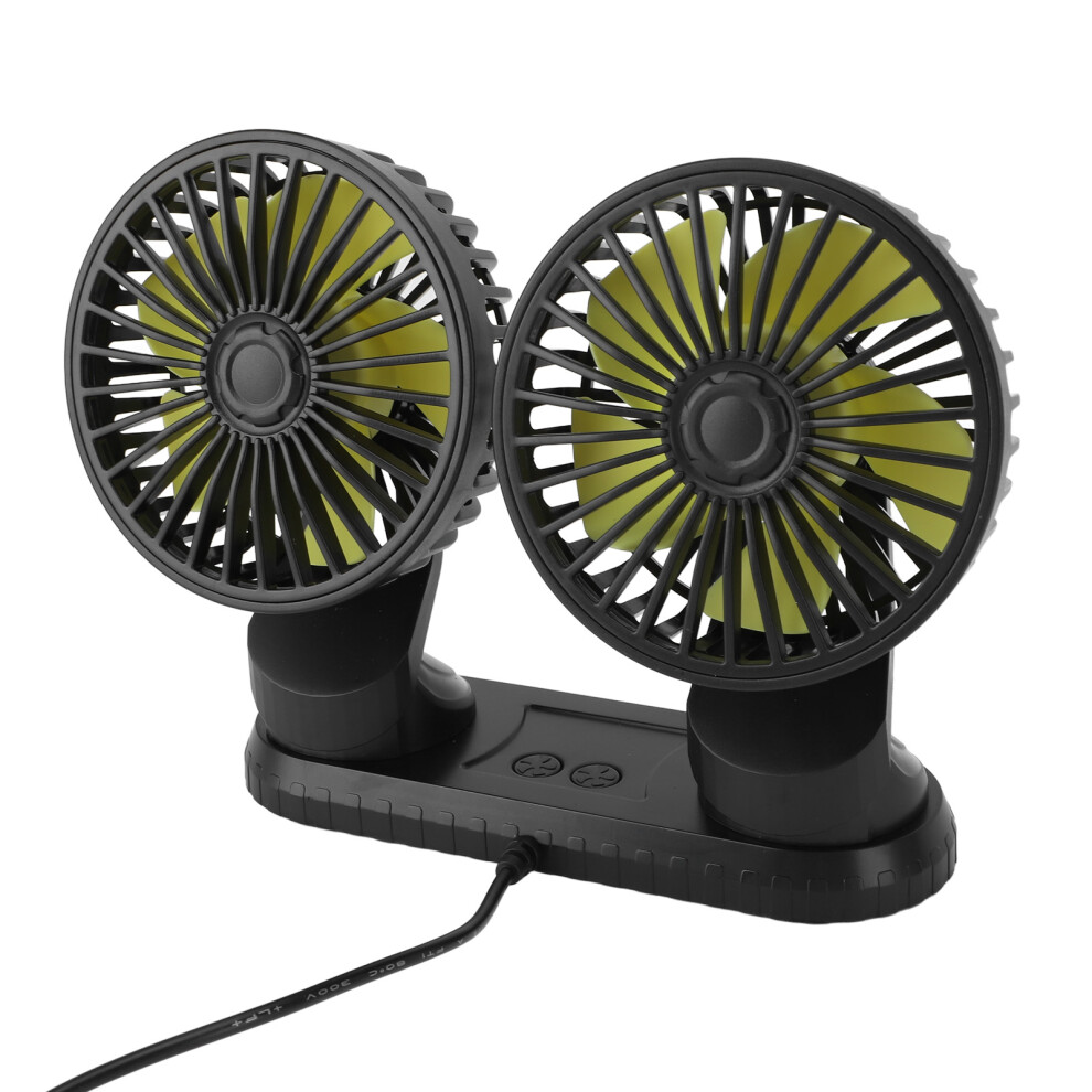 Car Fan Portable Dual Head Electric Vehicle Mounted Usb 360 Degree Rotation Auto Cooling Fan For Dashboard Suv Rv Truck Sedan Home Office 4681313622781