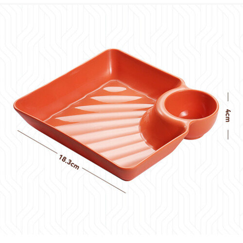 Dumpling-Teller mit Untertasse, 7,2 Zoll, orange 1