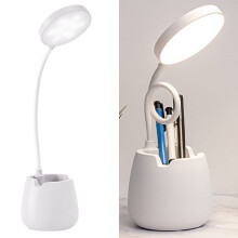 LED Desk Lamp High Brightness Eye Protective USB Rechargeable Bedside Lamp Phone Holder for Bedroom White