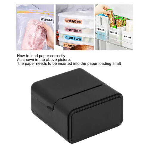Thermal Label Printer BT 203dpi Portable Mini Label Printer for Date Ingredient Name Small Business Black 2