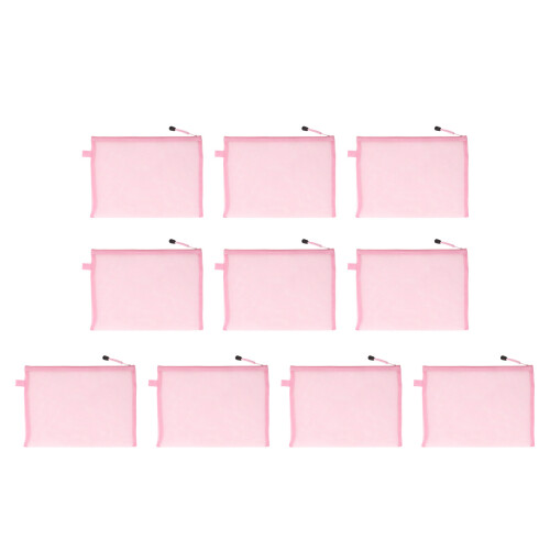 10 Stück Mesh-Reißverschlusstasche A4 rosa 34,5 x 24,8 cm 2