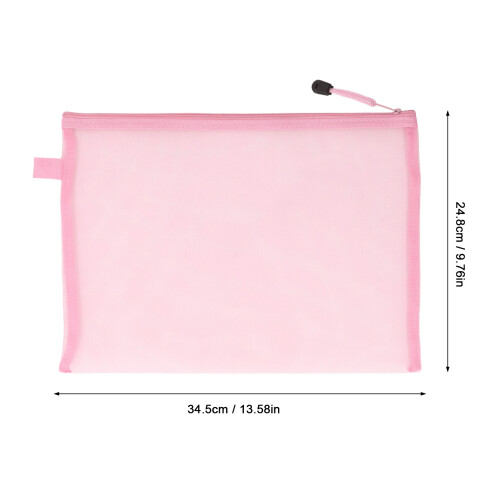 10 Stück Mesh-Reißverschlusstasche A4 rosa 34,5 x 24,8 cm 1