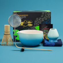 TEANAGOO Japanese Tea Set (7pcs) Matcha Whisk Set Matcha Bowl with Pouring Spout Bamboo Matcha Whisk (chasen) Scoop (chashaku) Matcha Whisk Holder Tea
