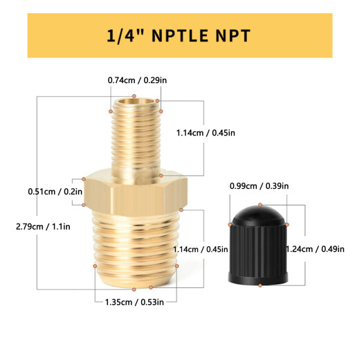 4 Stück Tankventile, 1/4-Zoll NPT-Gewinde, Messing, 200 PSI, mit Kappen 1