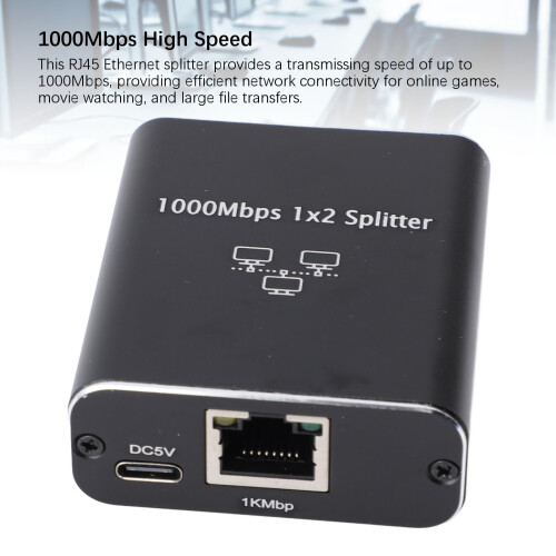 RJ45 Splitter Aluminium USB Power 1000Mbps 1-2 2