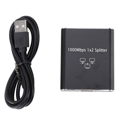 RJ45 Splitter Aluminium USB Power 1000Mbps 1-2 1