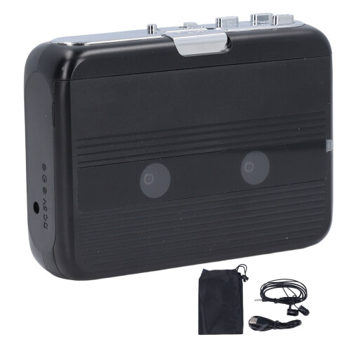 Bluetooth Cassette Player USB Or AA Battery Powered 3.5mm Jack Auto Reverse Vintage Compact Tape Player with Headphone Black 1