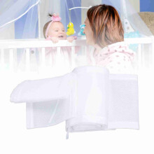 Baby Breathable Mesh Liner for Full Size Cribs Secure Safety Adjustable Height Baby Mesh Crib Bumper White
