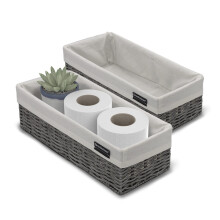 BROOKSTONE [2 PACK SET] Wicker Opbergmanden, Boho Organisatie en Opslagcontainer, Decoratieve Plank Bin