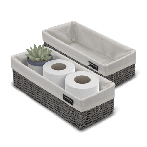 Brookstone BROOKSTONE [2 ΣΕΤ] Καλάθια Αποθήκευσης Wicker, Διακοσμητικό Κάδος, Ιδανικό για Καλύμματα