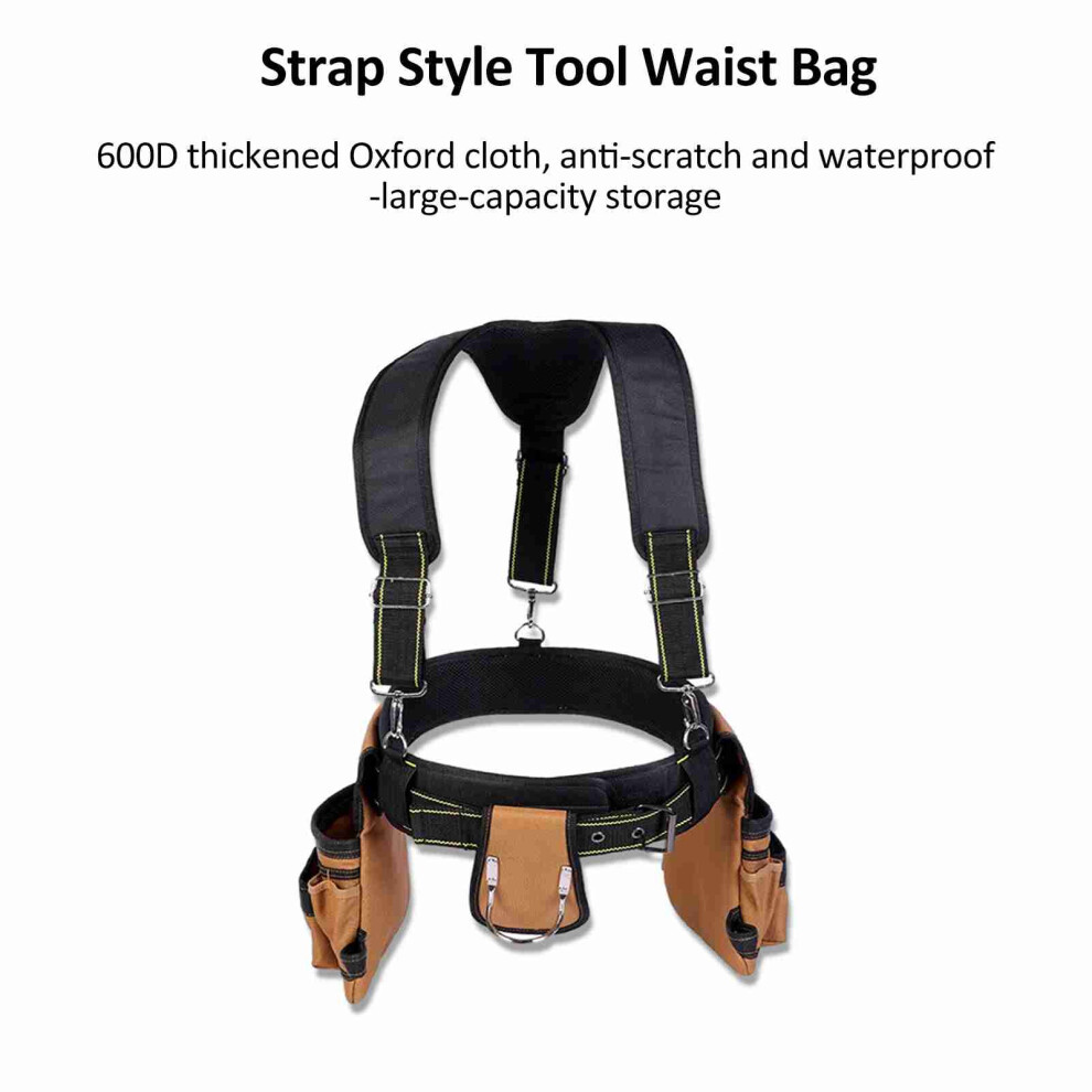 Tool Belt With Suspenders Heavy Duty Tool Vest With Detachable & Adjustable Tool Pouch Bags And Waist Support Ideal Tool Organizer For Car 9381313653048