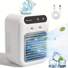 (White) Portable All-in-One Air Conditioner, a Mini Humidifier Fan with Cooling Function, Perfect for Office and Home Use