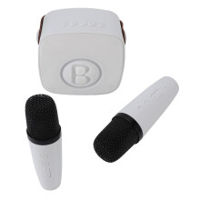 Karaoke Machine Miniature Portable Karaoke Speaker Wireless Bluetooth Microphone Speaker for Kids Children White 2pcs Microphones