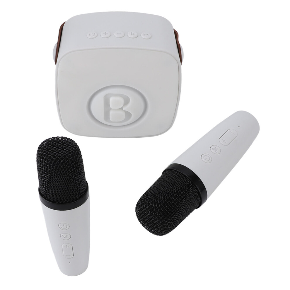 Karaoke Machine Miniature Portable Karaoke Speaker Wireless Bluetooth Microphone Speaker for Kids Children White 2pcs Microphones