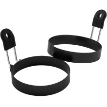 COTEY 3,5 """" Anneaux d'oeufs Ensemble de 2 avec poignee de silicone grande bague pour les ufs de friture Moule rond pour les muffins anglais - G