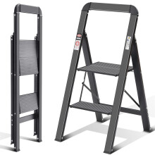 KINgRAcK Step Ladder 2 Steps Folding Step Ladder with Handrail Non-