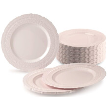 OCCASIONS 120 Teller-Set, extra schwere Vintage-Einweg-Plastikteller fr Hochzeiten, Partys (8,25'' Vorspeisen-/Dessertteller Chateau in Blush Pink