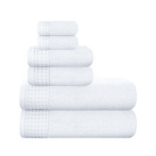 GLAMBURG 100% katoen, ultrazachte 6-delige handdoekenset bevat 2 badhanddoeken 28x55 inch 2 handdoeken 16x24 inch en 2 washandjes 12x12 inch Compact