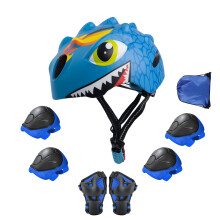 Kleinkinderhelm, Kinderfahrradhelm für 2 3 4 5 6 7 8 Jahre alte Mädchen mit 3D-Dinosaurier-Design, Schutzausrüstungsset und sicherheitszertifizie
