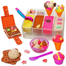 Kipipol Sensorischer Behlter 29-teiliges Eiscreme-Spielzeugladen-Spielsand-Set mit 9 Eiscreme-Sandspielzeugen 1,7 Pfund Mondsand fr Kinder Sandka