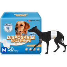 HONEY CARE All-Absorb A25 Masculino Envoltrio para Cachorro 50 Contagem Mdio Branco