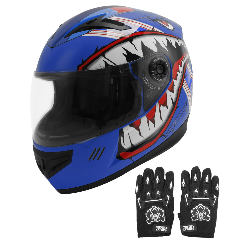 TCMT Dot Youth & Kids Motocross Offroad Street Helmet Full Face Shark Motorcycle Youth ATV Helmet Dirt Bike Motocross ATV Helmet