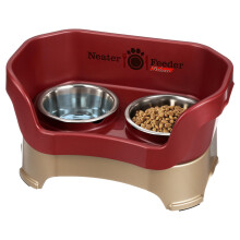Neater Feeder - Deluxe Model - Mess-Proof Dog Bowls (Medium Cranberry) - Made in USA - Elevated No Spill Non-Tip Non-Slip Raised Stainless S