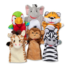 Melissa & Doug Safari Buddies Hand Puppets, Set om 6 (Elefant, Tiger, Papegoja, Giraff, Apa, Zebra)