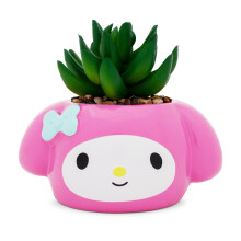 Toynk Sanrio My Melody 3-inch gebeeldhouwde keramische mini-plantenbak met kunstmatige vetplant | Leuke bloempot kunst kamerplanten