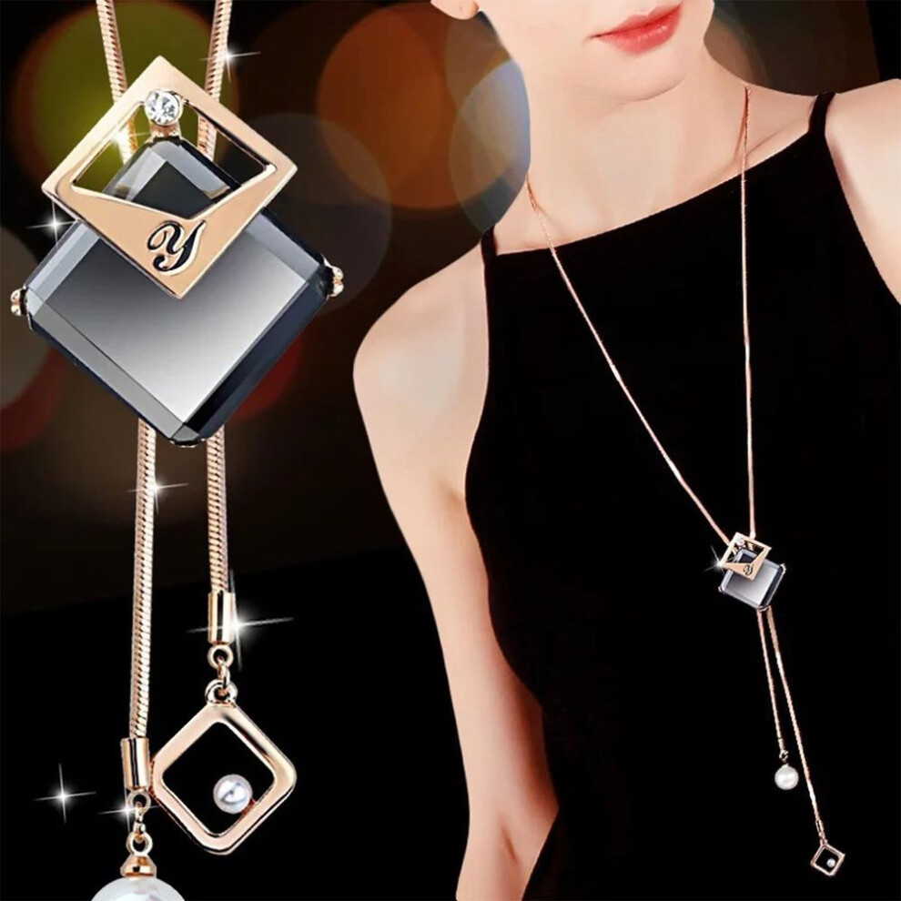 Rhinestone Tassel Sweater Chain Long Necklace