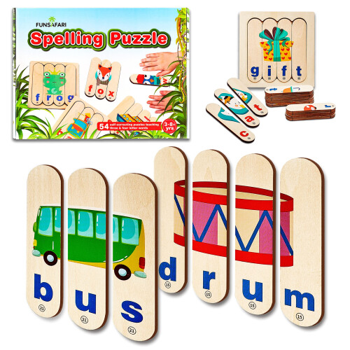 Spelling Puzzle for Kids - 54 Words - Educational Learning Toys for 3-8