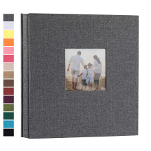 Potricher lin album photo a couverture rigide 4x6 1000 photos grande capacite pour les vacances de bebe anniversaire de mariage en famille (gris