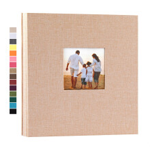Potricher lin album photo a couverture rigide 4x6 600 photos grande capacite pour les vacances de bebe anniversaire de mariage en famille (beige