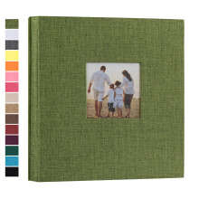Potricher lin album photo a couverture rigide 4x6 600 photos grande capacite pour les vacances de bebe anniversaire de mariage en famille (Green
