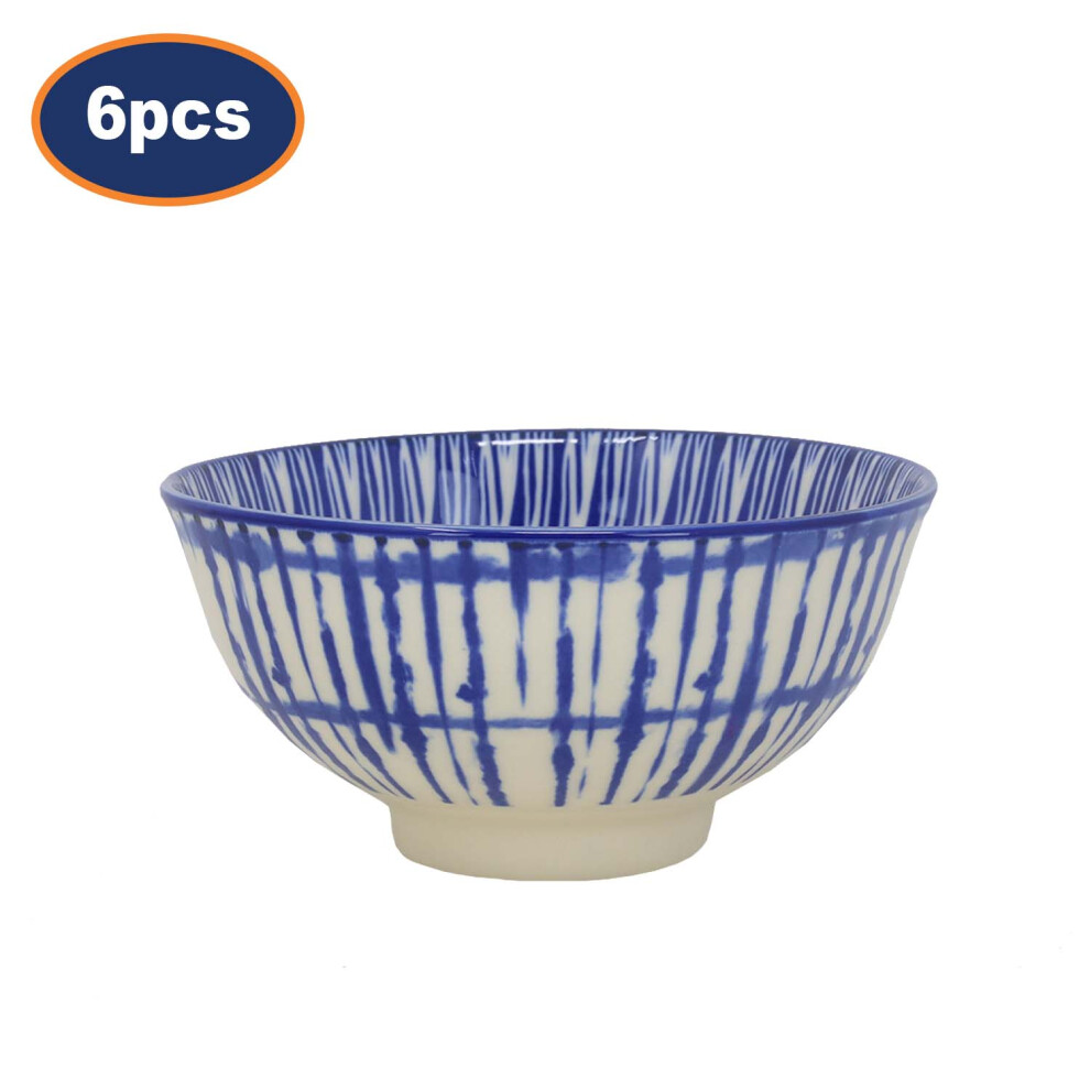 Dessert Bowl Set Stoneware Blue Lines 12cm Snacks Pudding Bowl Decorative 6pcs-image-OPC-PHQ9YBS-NEW