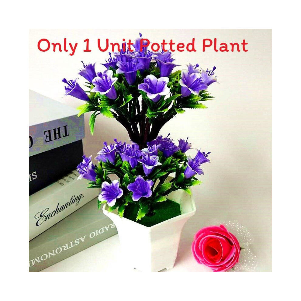 (Blue Purple) Lily Artificial Flower Potted Plant Simulated Green Decoration Ornament Plant-image-OPC-PHQB2FT-NEW