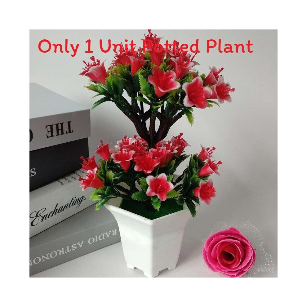 (Bright Red) Lily Artificial Flower Potted Plant Simulated Green Decoration Ornament Plant-image-OPC-PHQB2FP-NEW