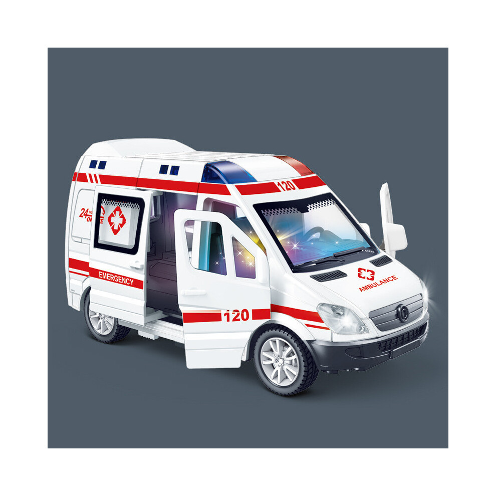 (Ambulance) Rescue Police Childrens Car Toy With Inertia Drive And Interactive Sound Light