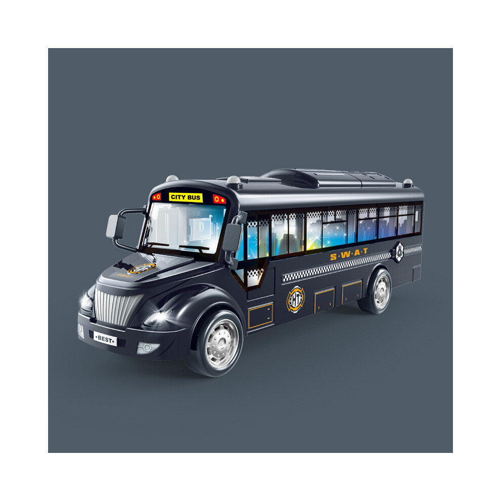 () Plastic Public Bus Playset With Sound And Function Model Kids Simulation Black/Light
