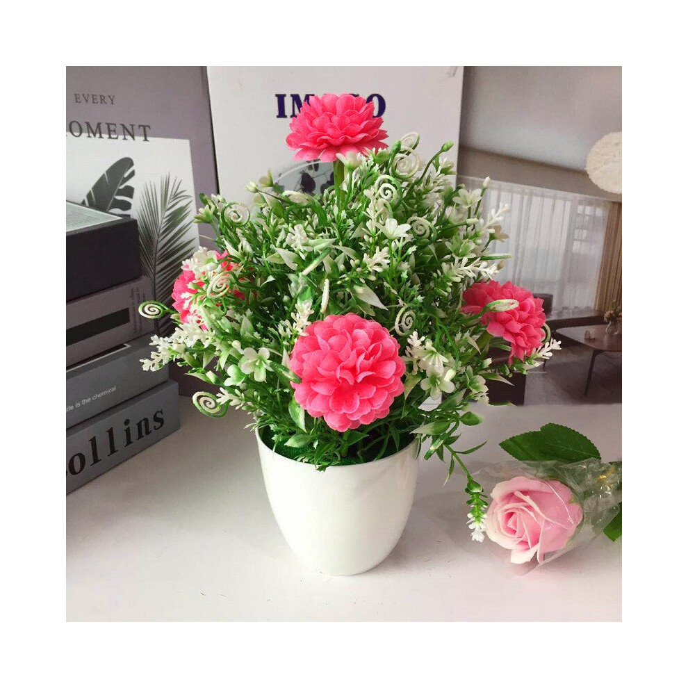 (Rose) Hydrangeamacrophyllas Fake Simulated Flowers Potted Desktop Plants Decor-image-OPC-PHQBCFF-NEW