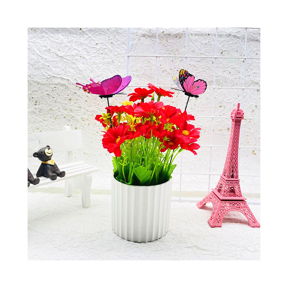 (Bright Red) Perennis Butterfly Bellis Bonsai Fake Flowers Potted Plant For Decor Office Home-image-OPC-PHQBCSM-NEW