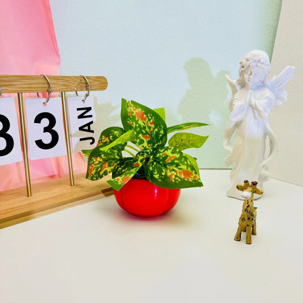 (Red Dot Green Leaf) Epipremnum Aureum Persimmon Flowerpot Simulation Green Plant Potted Plant-image-OPC-PHQBCSY-NEW