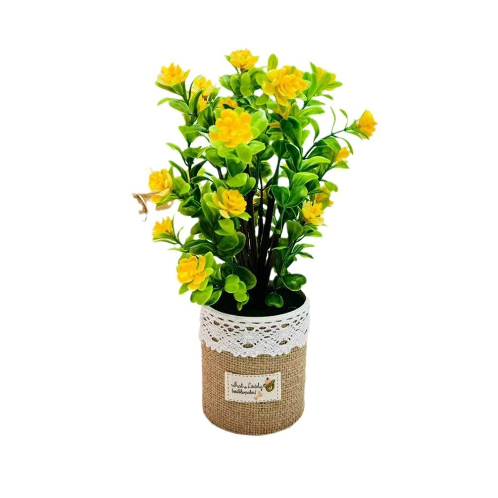 (Yellow) Sasanqua Camellia Floral Pot Potted Plant For Wedding Table And Space Green-image-OPC-PHQBD7F-NEW