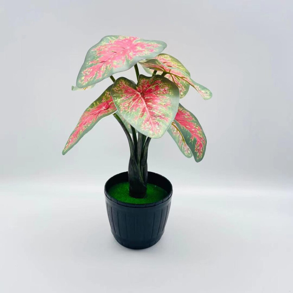 (Red Plant) Taro Simulation Leaf Monstera Deliciosa Artificial Plant Indoor Bonsai Decor-image-OPC-PHQBD7X-NEW
