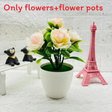 (Pink) Miniature Rose Blossom Plant Artificial Silk Flowers Home Decor Office Display