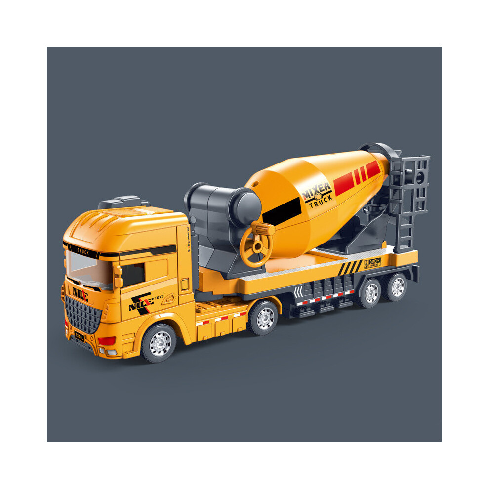 (InertiaMixer) Excavator Simulation Mixer Truck Mounted Soil Truck Toy Rotate Can Model