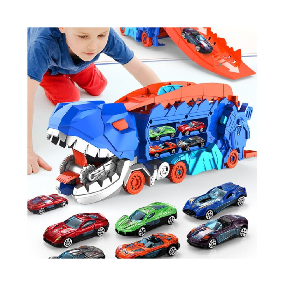 Car Dinosaur Truck Transport Carrier With12 Pull Back Dino Car Toy For Kids Gift